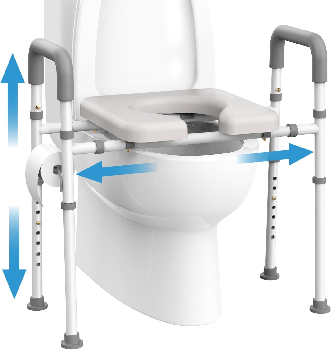 Raised Toilet Seat with Handles, 500lbs Handicap Elevated Toilet Seat for Elderly, Toilet Seat Riser for Seniors with Adjustable Width & Height, Fit Any Toilet