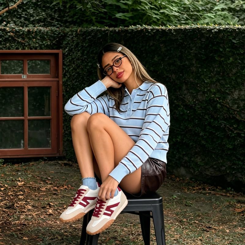 Image of Sneakers for Women Retro Fashion Trendy Sneakers with Foam Insole Casual Shoes for Walking Tennis Classic Non-Slip Comfort Shoes