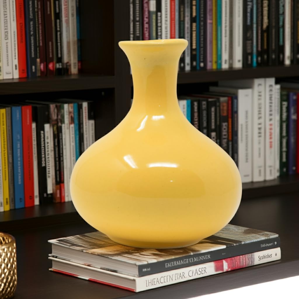The Himalayan Goods Company Ceramic Flower Vase (5.75 inch, Yellow)