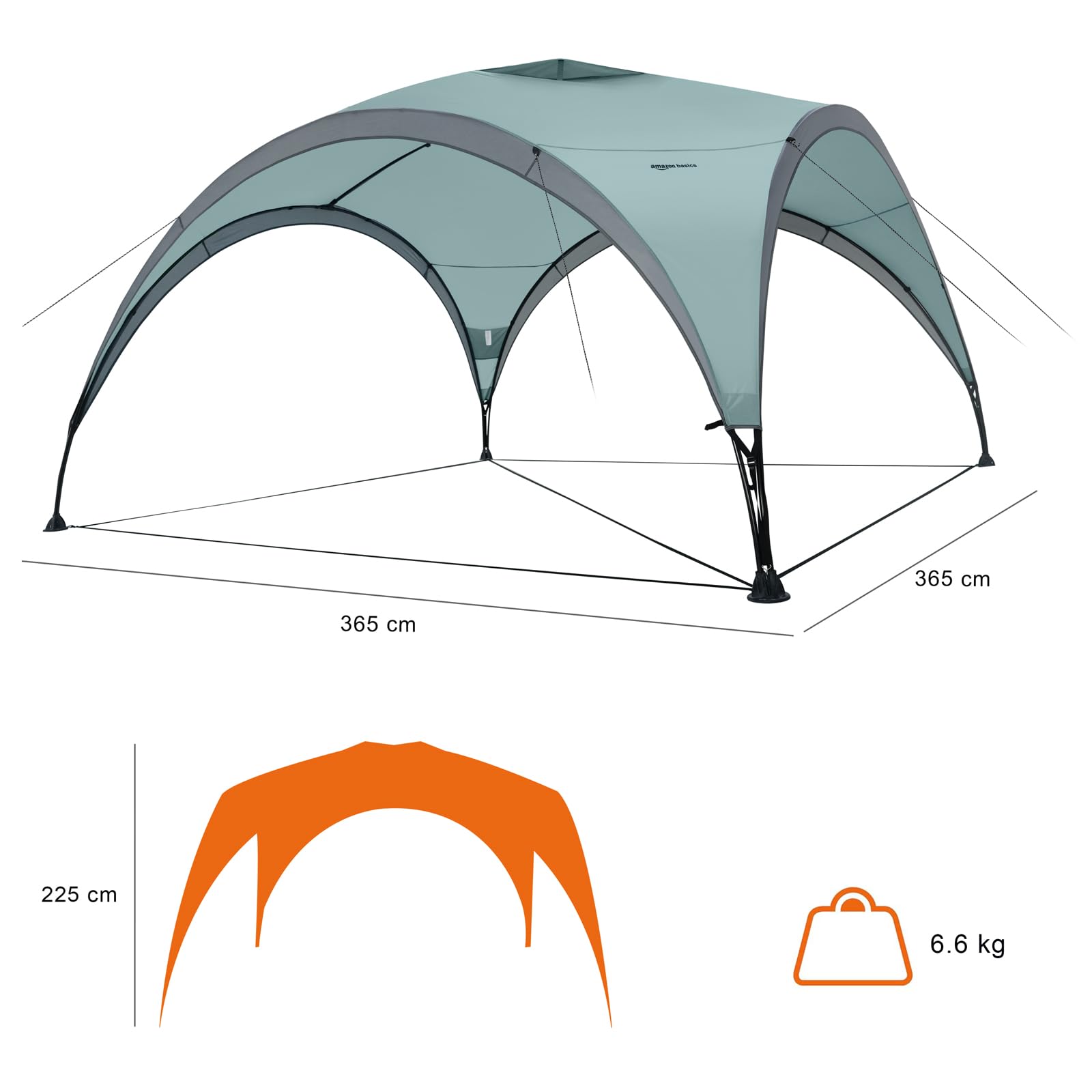 Amazon Basics Cenador/ Carpa Plegable para jardín, playa y eventos, 3.65 x 3.65 m, verde claro