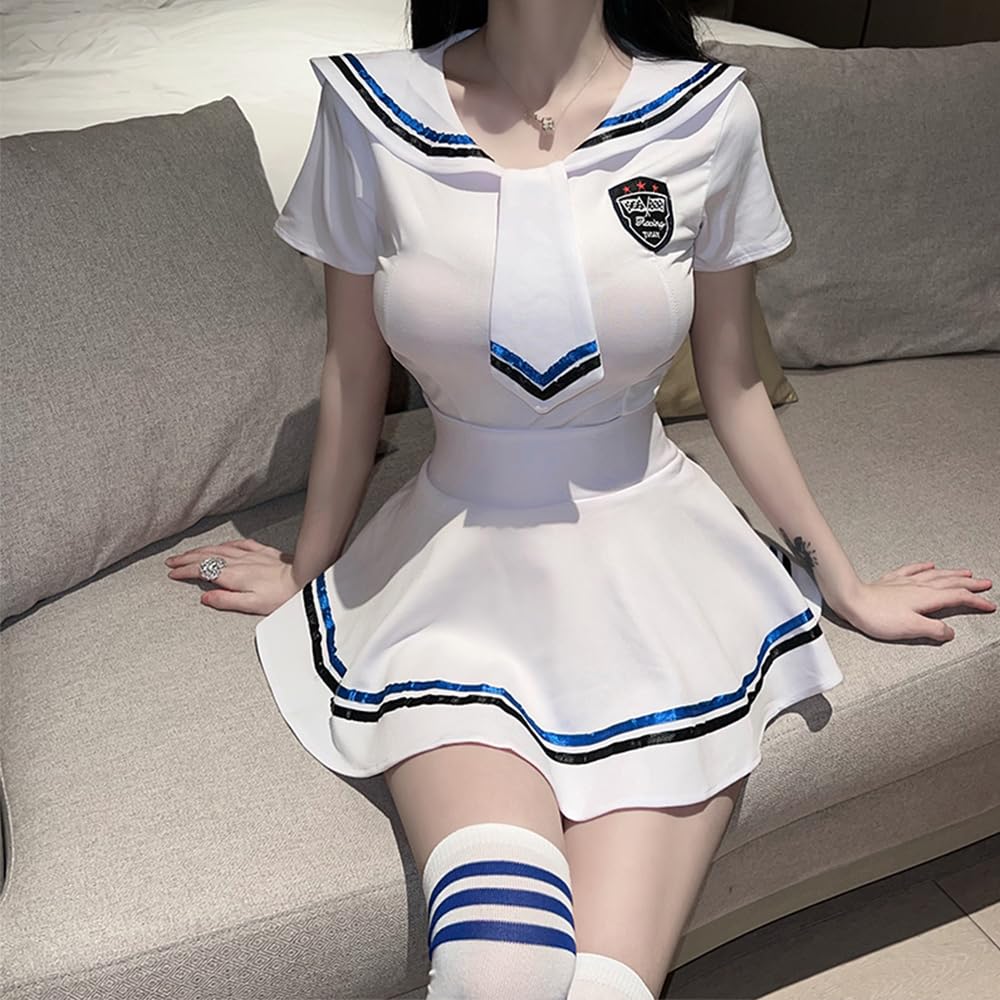 QNCLO Women's sexy cosplay costume Japanese female student mini sailor suit lingerie
