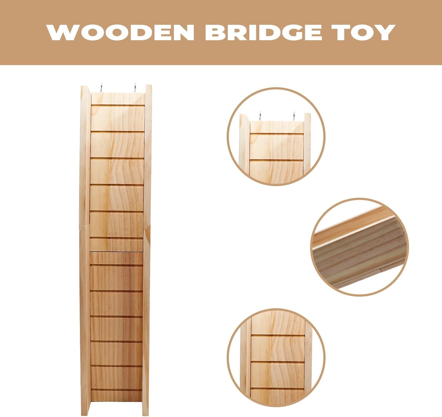 Dnoifne Guinea Pig Climbing Ramp, Wooden Pets Bridge Toys, Hamster Ladder Toy - Image 2