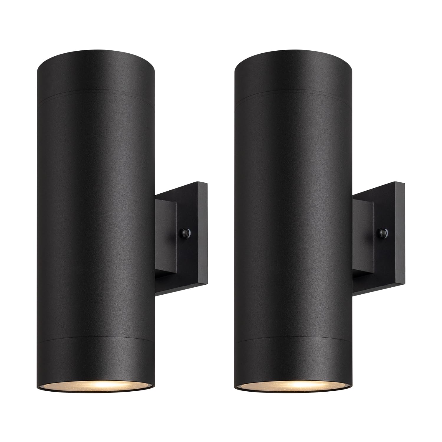 mirrea 14" Modern Outdoor Porch Light in 2 Lights, Matte Black, 2 Pack | Aluminum Cylinde…