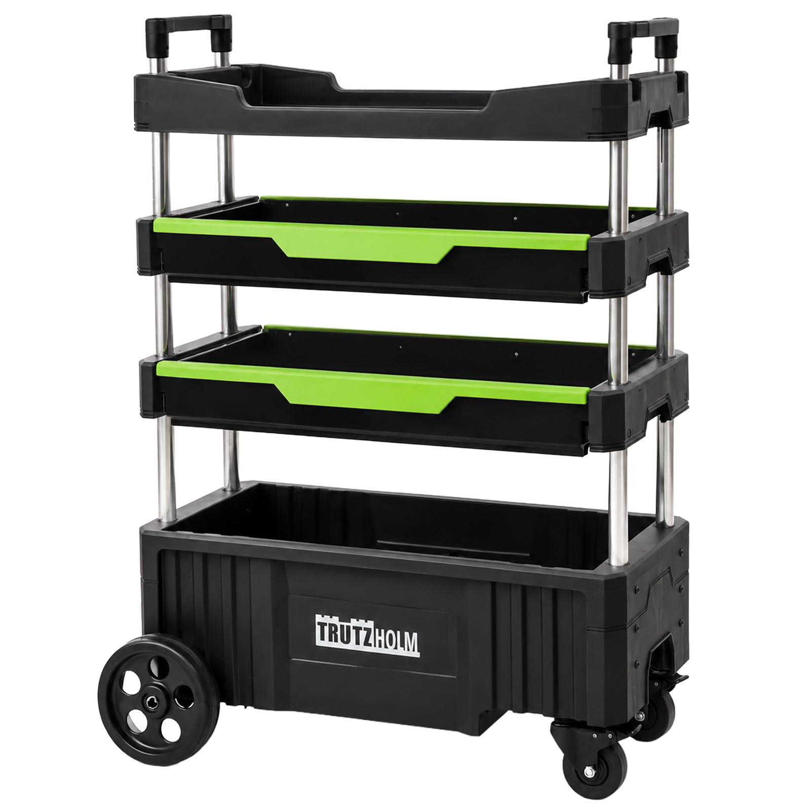 TRUTZHOLM Montagewagen klappbar mobil transportabel 67,5 x 40 x 95 cm Traglast 80 kg 4 Ablagefächer leer