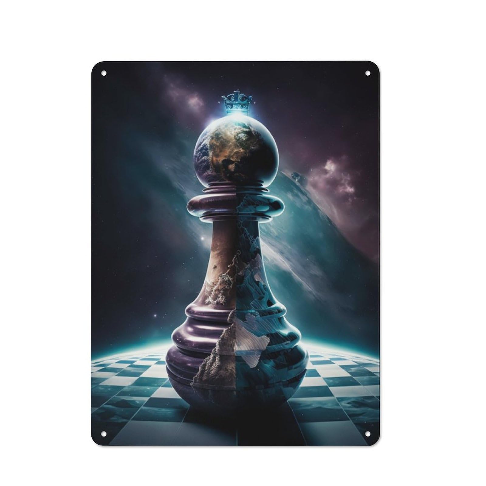 Junmoney Chess Universe Rustic Tin Wall Plaque 40X30cm For Café Or Restaurant, For Kitchen, Dining Room And Home Bar Wall Decor