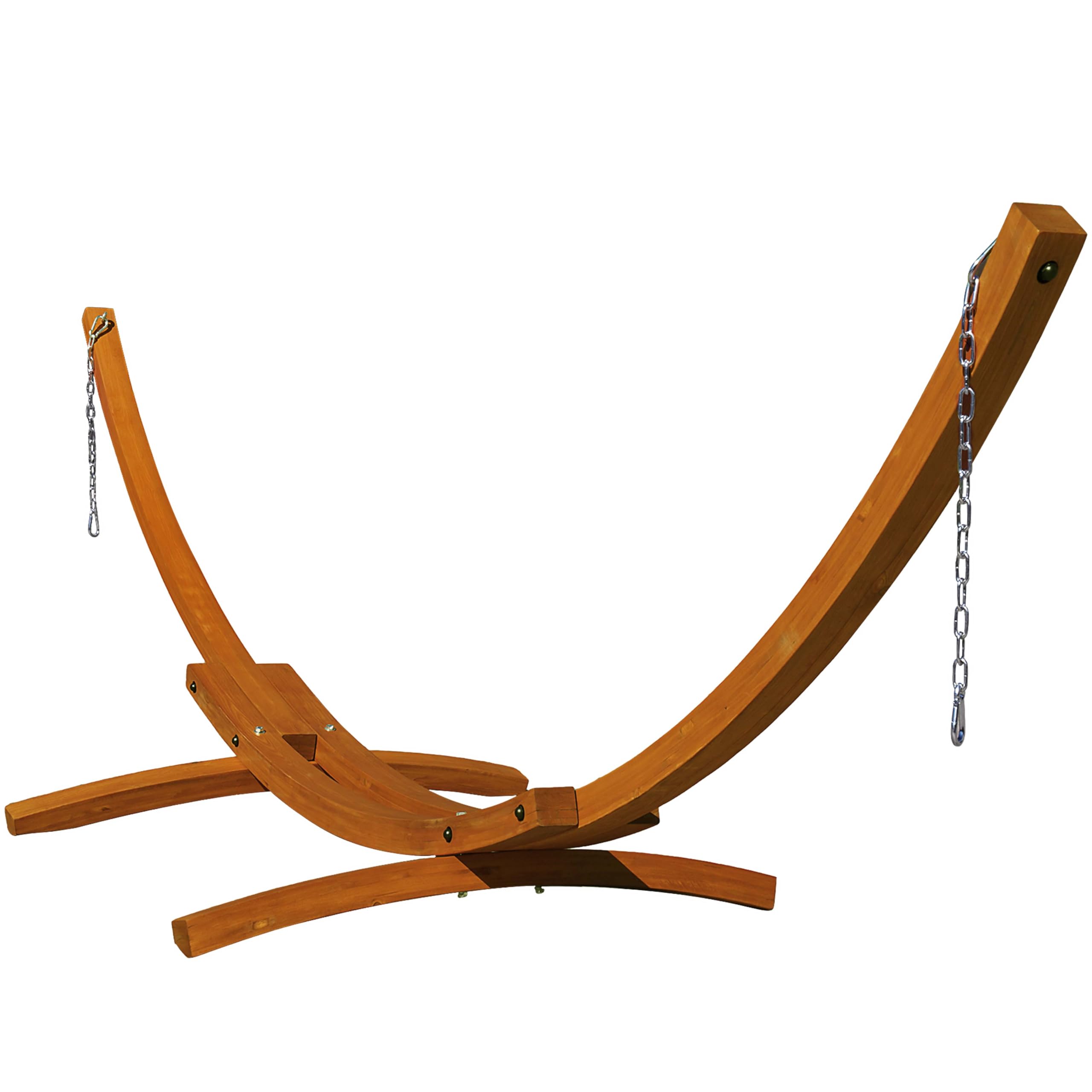 Lazy Daze Hammocks12 FT Outdoor Arc Wood Hammock Stand, 2 Person Russian Pine Hardwood Hammock Stand with Carabiners and Chains, for Outdoor Patio Garden Yard Poolside, 400lb Capacity,Brown