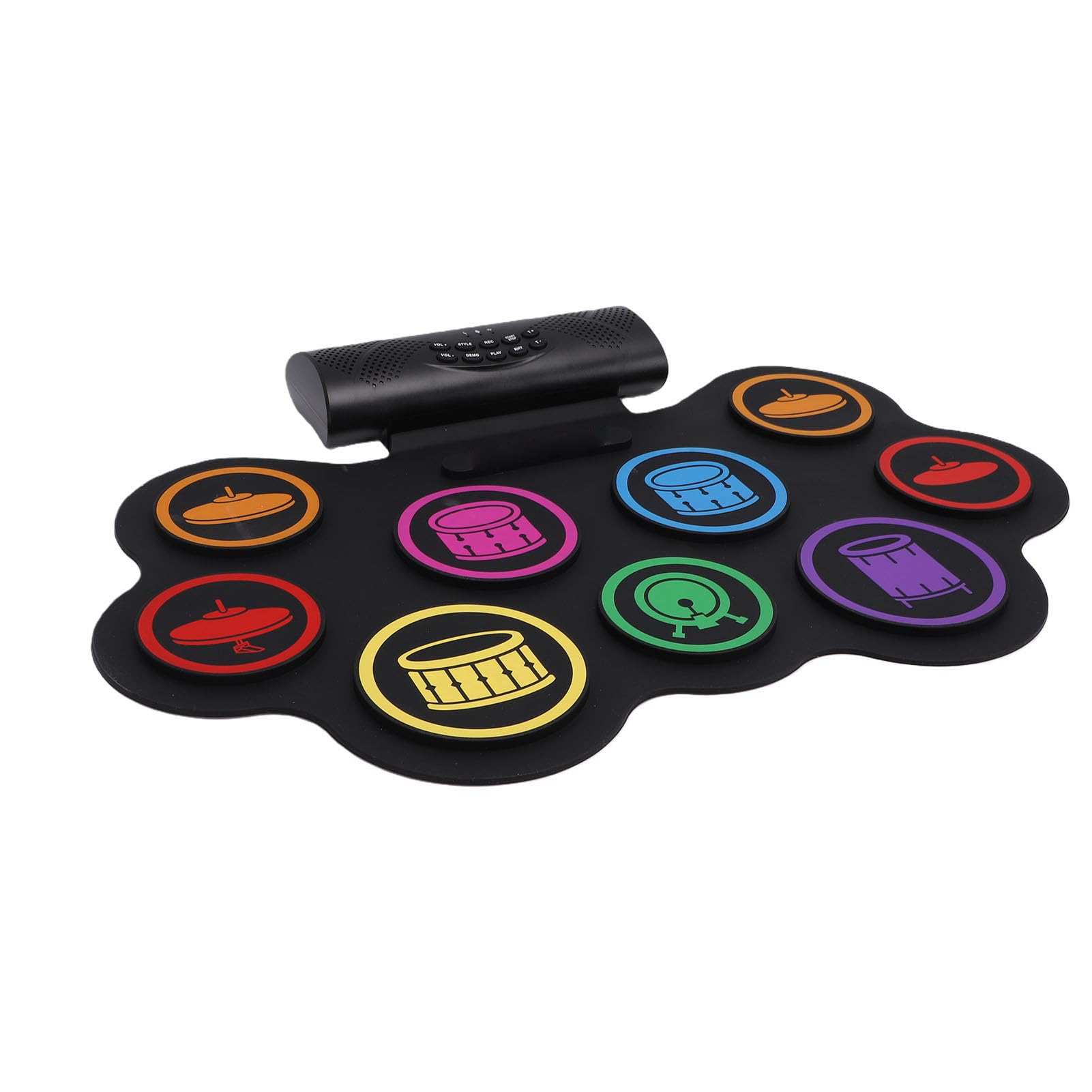 Ausla Set Batteria Elettronica, Kit Pad Batteria Portatile in Silicone con Bluetooth, Set Pratica Roll Up con 9 Pad con Bacchette e Pedale, Integrata da 1000 MAh per Principianti Viaggio a Casa