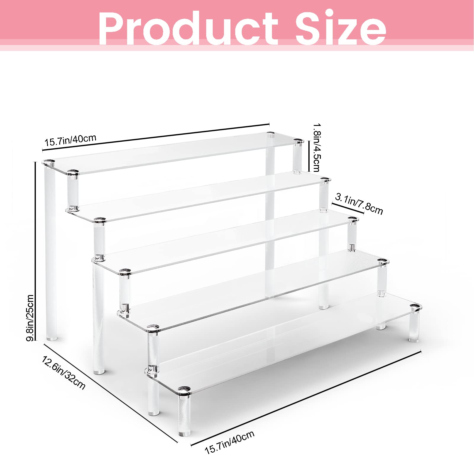 2 Stück 5 Etagen Acryl Display Erhöhungen Ständer Regal, Acryl Dessertständer für Display für Sammlerstücke, Cupcakes, Parfums, Juwelen, Tisch-Parfüm, Cupcake-Ständer zum Dekorieren und