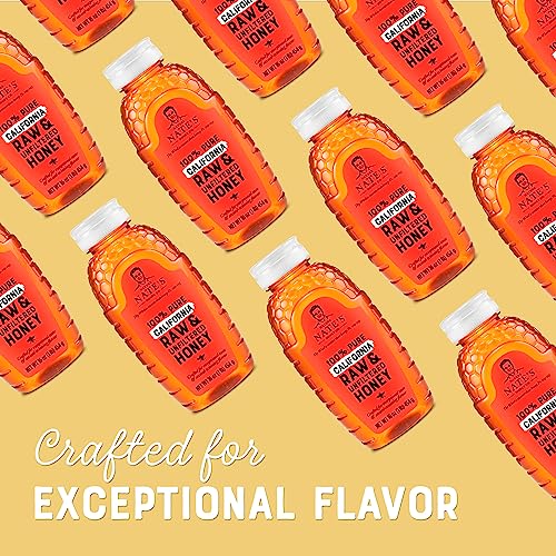 Nature Nate's 100% Pure Raw & Unfiltered Honey, Squeeze Bottle; All-Natural Sweetener, No Additives, California, 16 Oz #TOP6