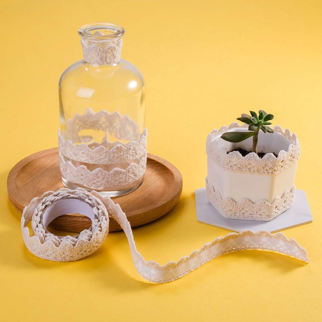 Lot De 6 Rouleaux De Ruban De Dentelle Beige Autocollant