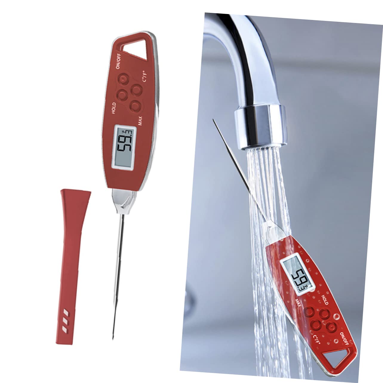 TOPBATHY 2 Pz termometro da cucina indicatore della temperatura del barbecue termometro digitale termometro alimenti termometro per carne Ago termometro per acqua rosso