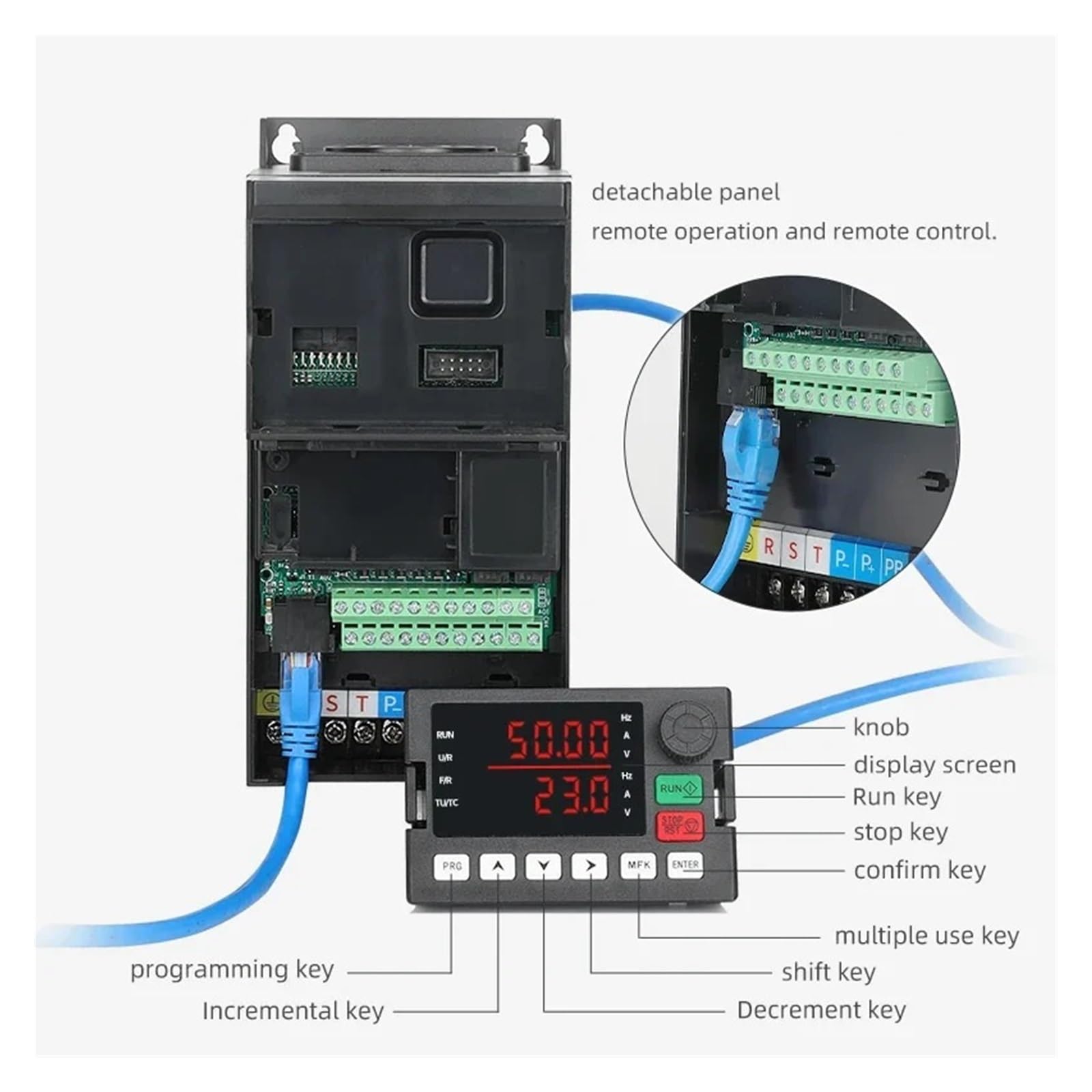 Azionamento a Frequenza Variabile, VFD 11KW 15KW 18KW 22KW 30KW Convertitore di frequenza vettoriale ad Alte Prestazioni AC380v Regolatore di velocità del Motore trifase Inverter(11KW 380V)