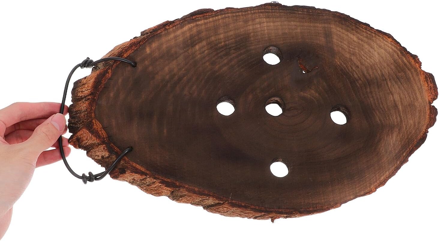 ARTIBETTER Rustic Solid Wood Wall Mount Planter Board for Ferns and Orchids, Oval 15x30cm 2pcs Set, Indoor Hanging Plant Holder for Vertical Wall Decoration