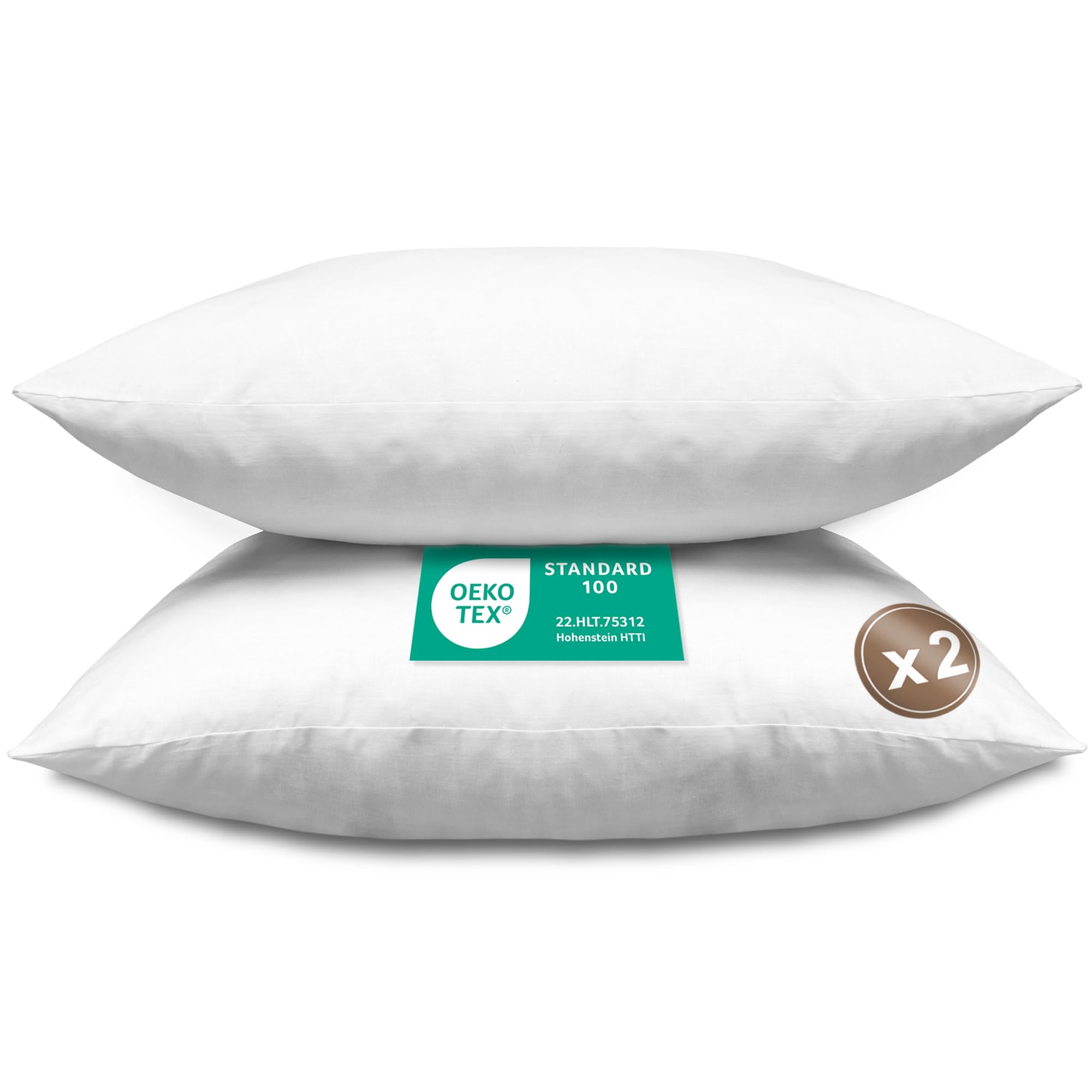 FAM' HOME HOME COSINESSFAM'Home Cotton Cushion, 65 x 65 cm, Set of 2, Breathable, Washable Pillow, 65 x 65 cm, Polyester Hollow Fibre Beads, Bed Pillow, Pillow Filling, Suitable for Allergy Sufferers