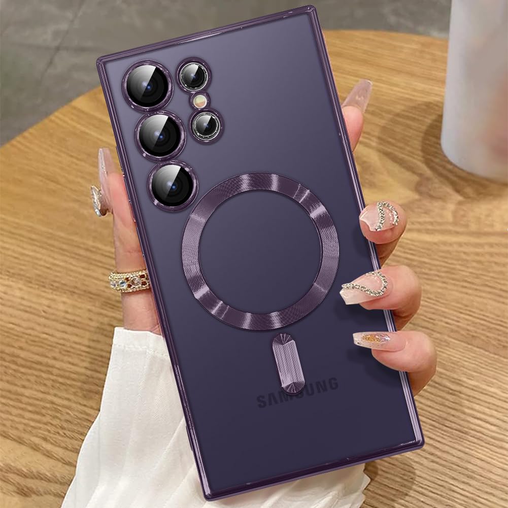 ZIYE Magnetic Case Made for Samsung Galaxy S24 Ultra 6.8 Inch [Compatible with MagSafe] Soft TPU Phone Cover with Full Camera Lens Anti-Scratch Drop Protection Slim Phone Case for Women Men, Purple