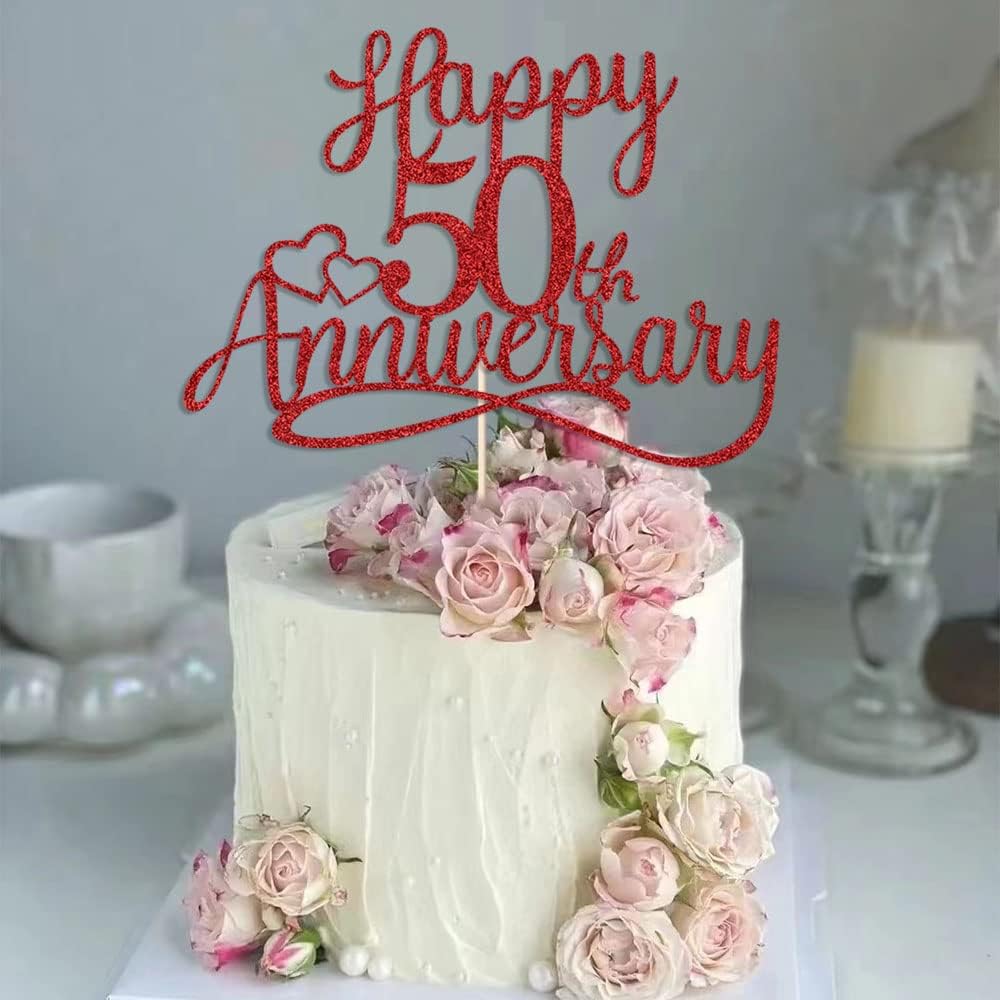 Sleyberoy Glitter Happy 65th Anniversary Cake Toppers