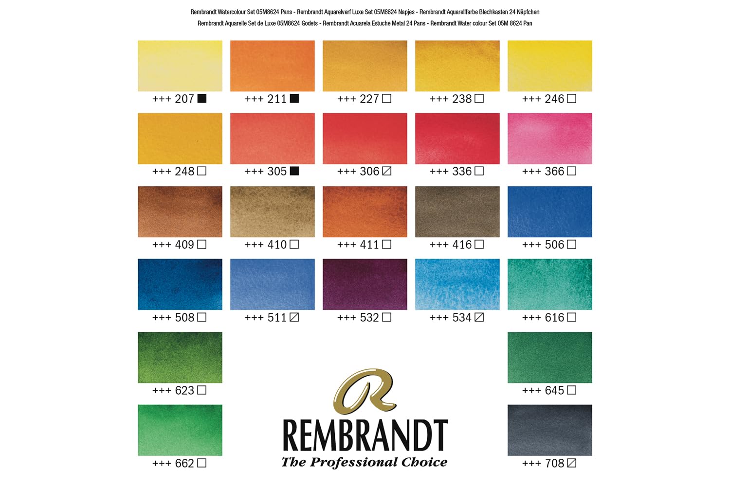 Rembrandt Farby akwarelowe Metal Deluxe zestaw 24 puszek
