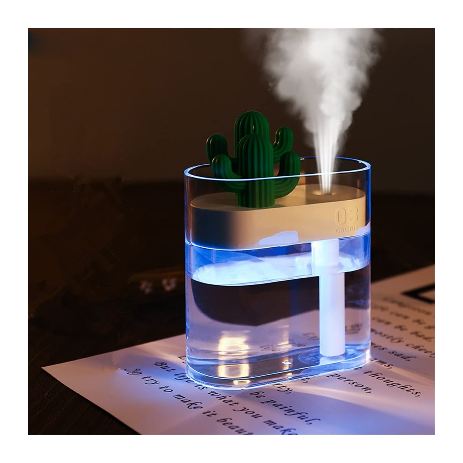Humidificador Portátil Humidificador de aire ultrasónico de 160ML, difusor de aceite esencial USB con luz de Color de Cactus, purificador de coche, difusor de Aroma, generador de niebla de aniones Hum
