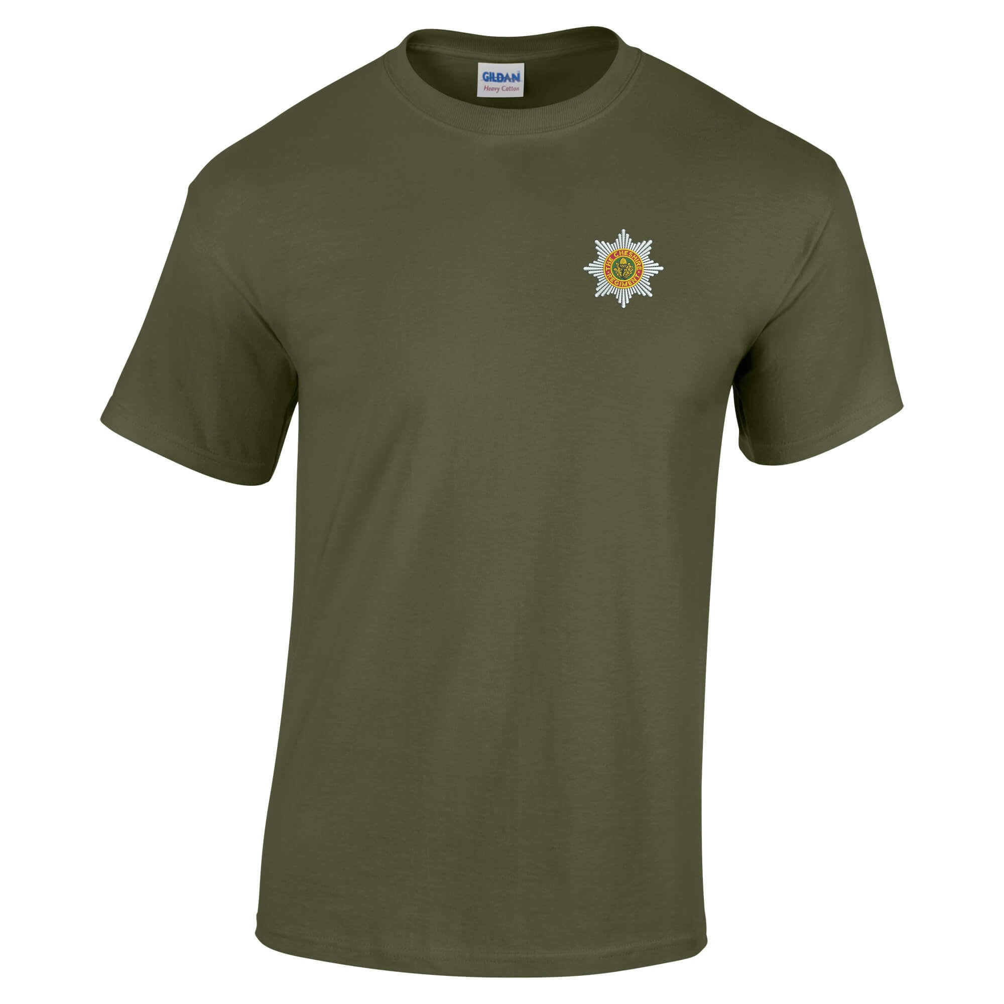 Pineapple Joe's Cheshire Regiment Embroidered T-Shirt - X Large - Military Green