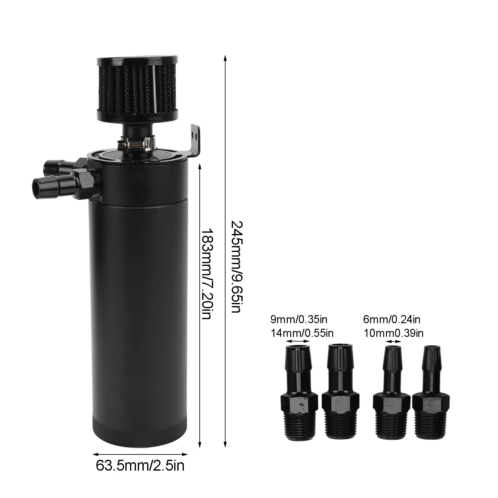 Qiilu 2 Port Oil Catch Can Kit Universal Oil Catch Can Reservoir Tank Motor Luft Ölabscheider mit Entlüftungsfilter Auto Umpacken