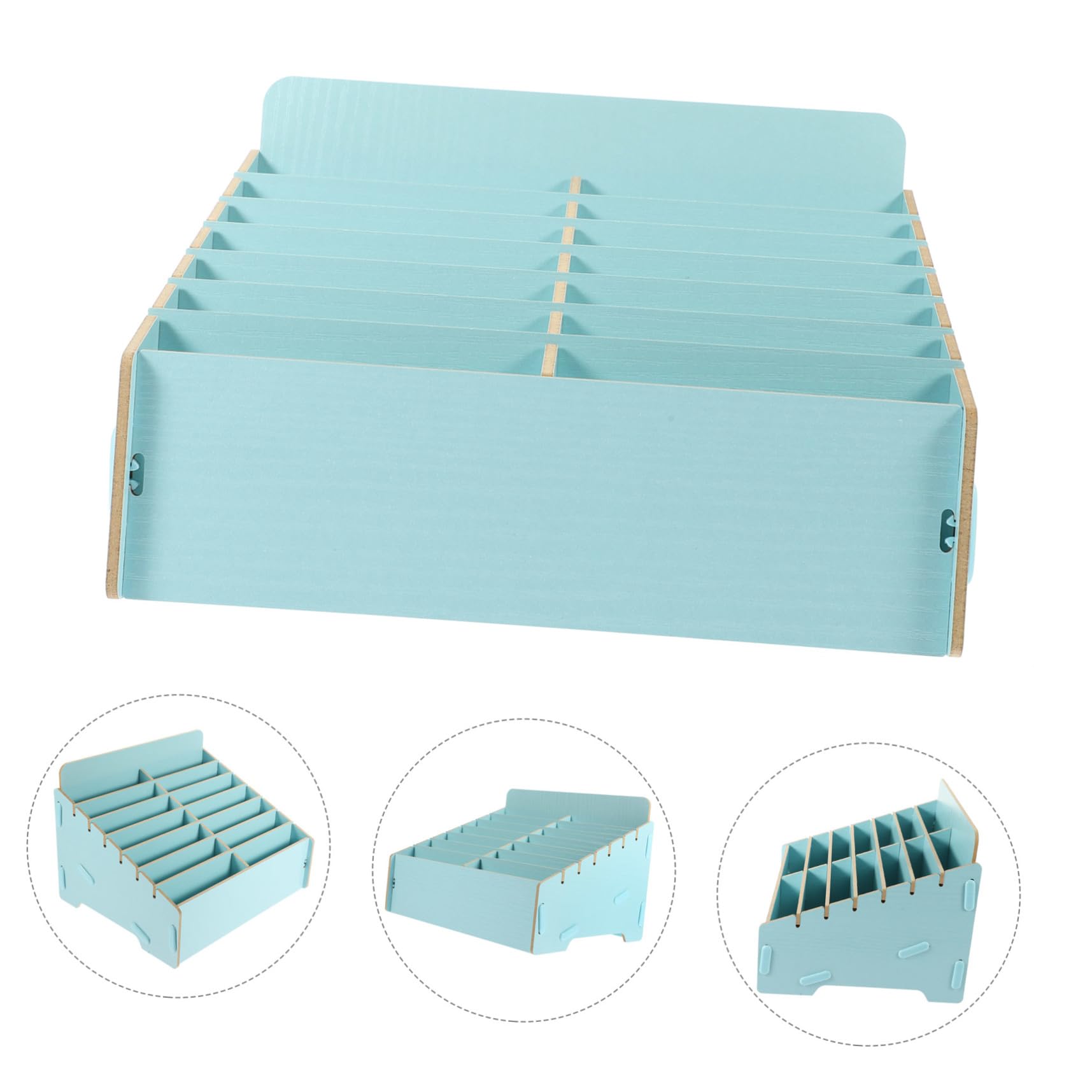 Cabilock Caja Organizadora de Madera Soporte Múltiples Compartimentos y Almacenamiento para Teléfono Móvil Adecuado para Aula y Escritorio