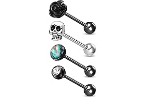 4Pcs Halloween Tongue Rings: Captivating Rose Tongues for a Spooktacular Accessory