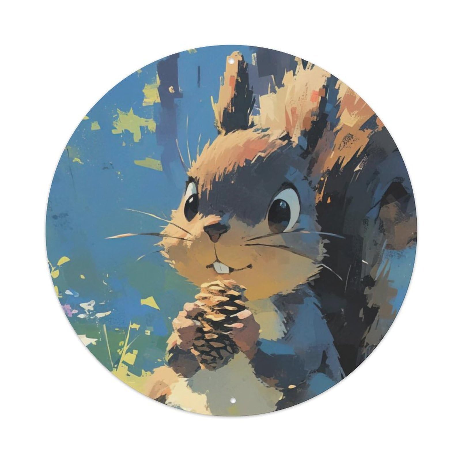 Animal Cute Squirrels Artwork Vintage Metal Tin Sign Plaque Wall Decor for Cafe, Club Bar, Office, Garden Metal Poster 8x8Inch