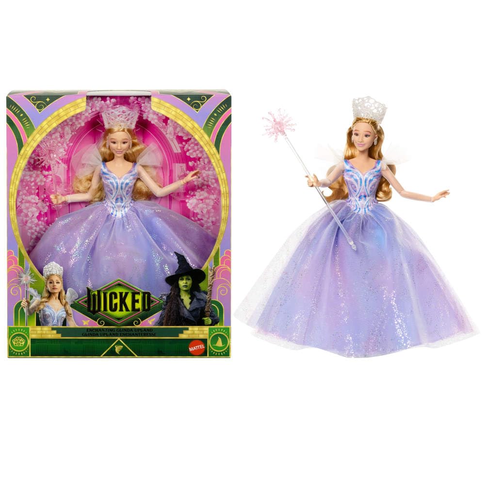 Mattel Universal Pictures Wicked: For Good Muñeca de Glinda Atuendo de Quita y pon y 3 Accesorios, Inspirada en la película, JFM13