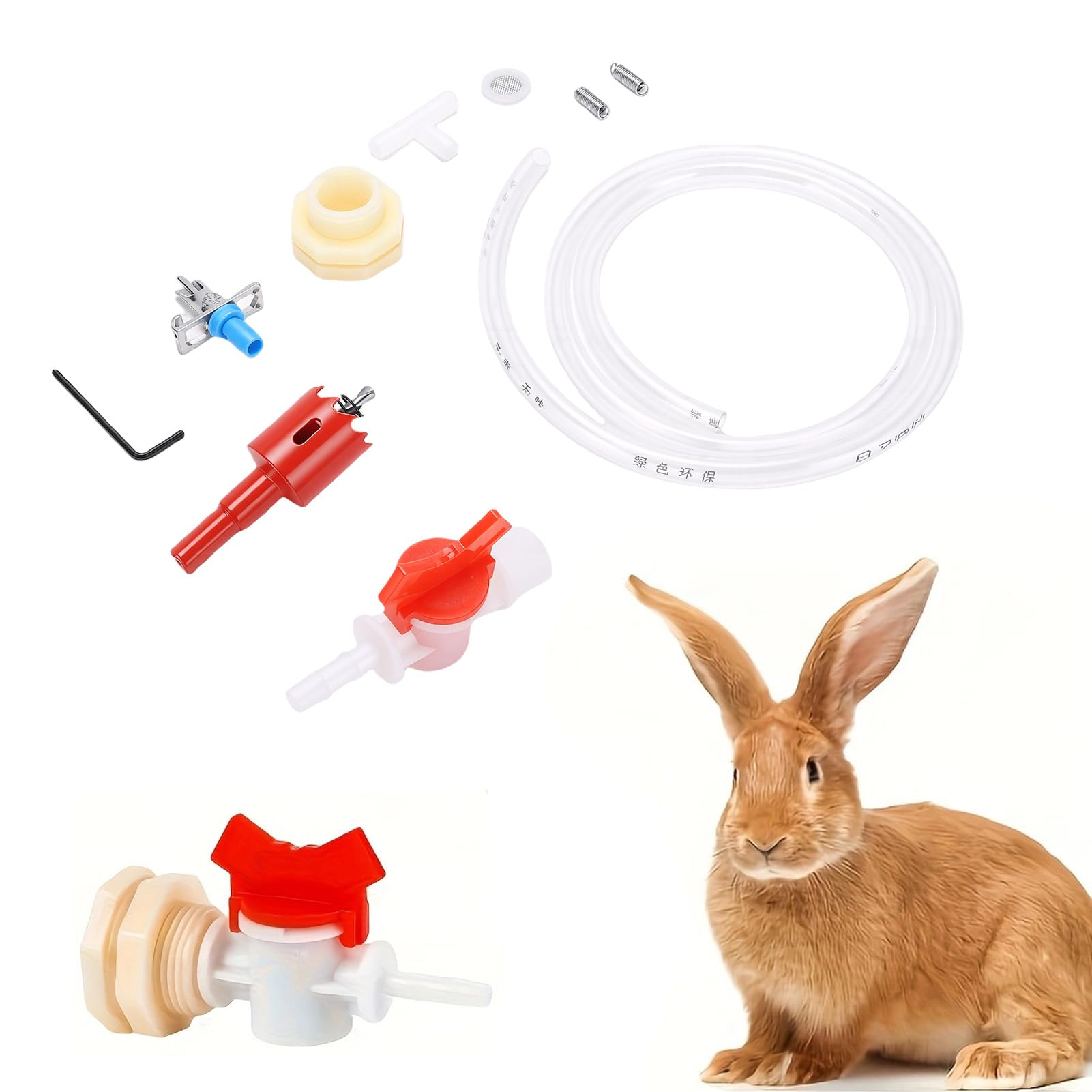 Muiltvoe Automatic Rabbit Watering System Kit, Nipple Drinker Leakage Proof Poultry Feeding Watering Supplies