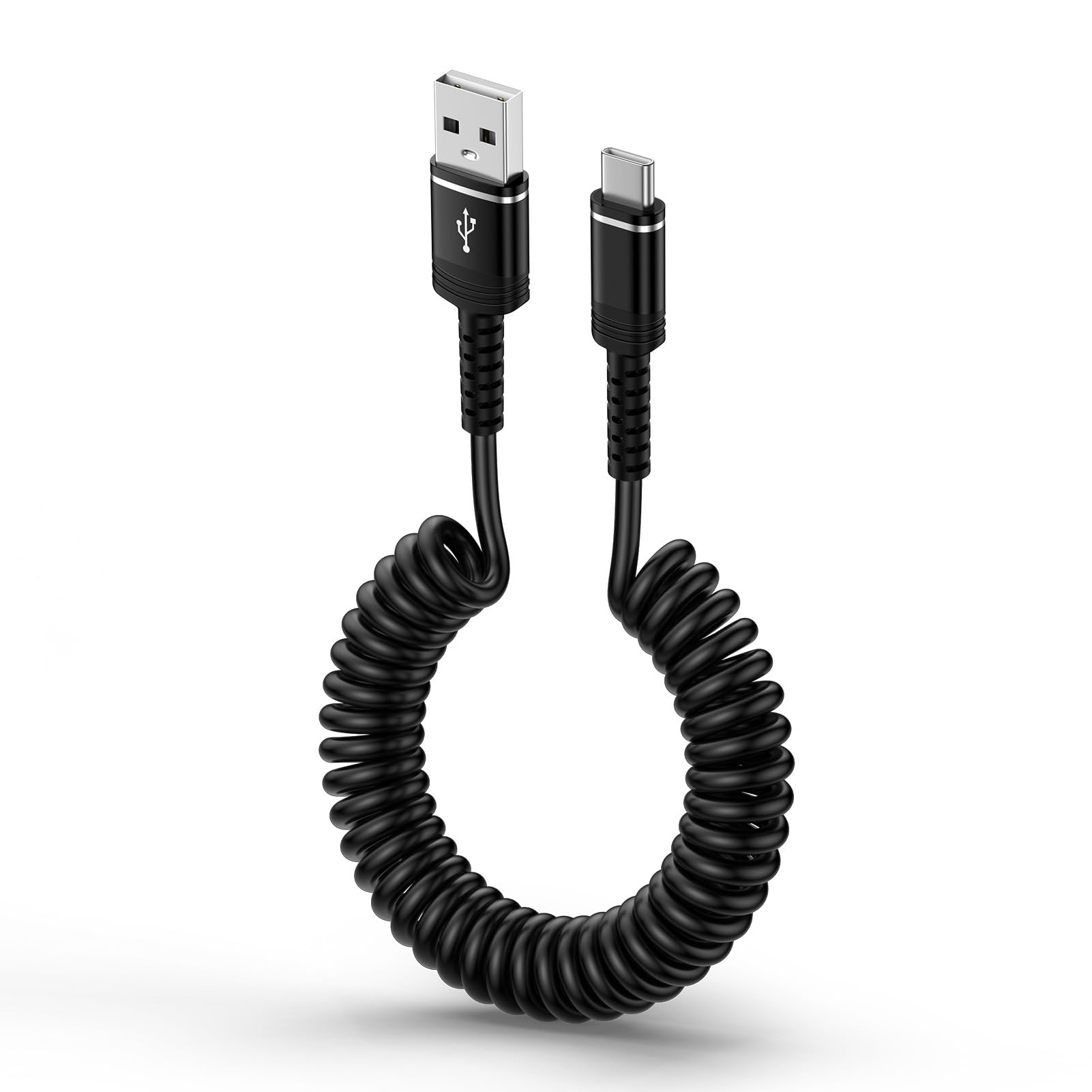 Spiralkabel USB C Android Auto Kabel, Typ C Handy Ladekabel Schnellladekabel für Samsung Galaxy S26 Ultra S25 S24 S23FE S22 S21 A56 A55 5G A54 A53 A36 A35 A34 A17 5G A16 A15 A14 iPhone 17Pro Max 16 15