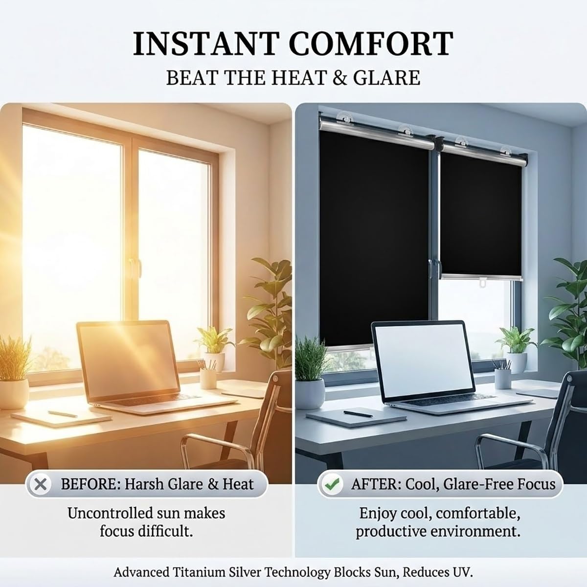 Store Enrouleur Occultant À Ventouse, Stores Occultants Isolants Thermiques, Rideaux De Portables pour Fenêtres et Portes, Rideau D'intimité sans Perçage, pour Chambre Bureau