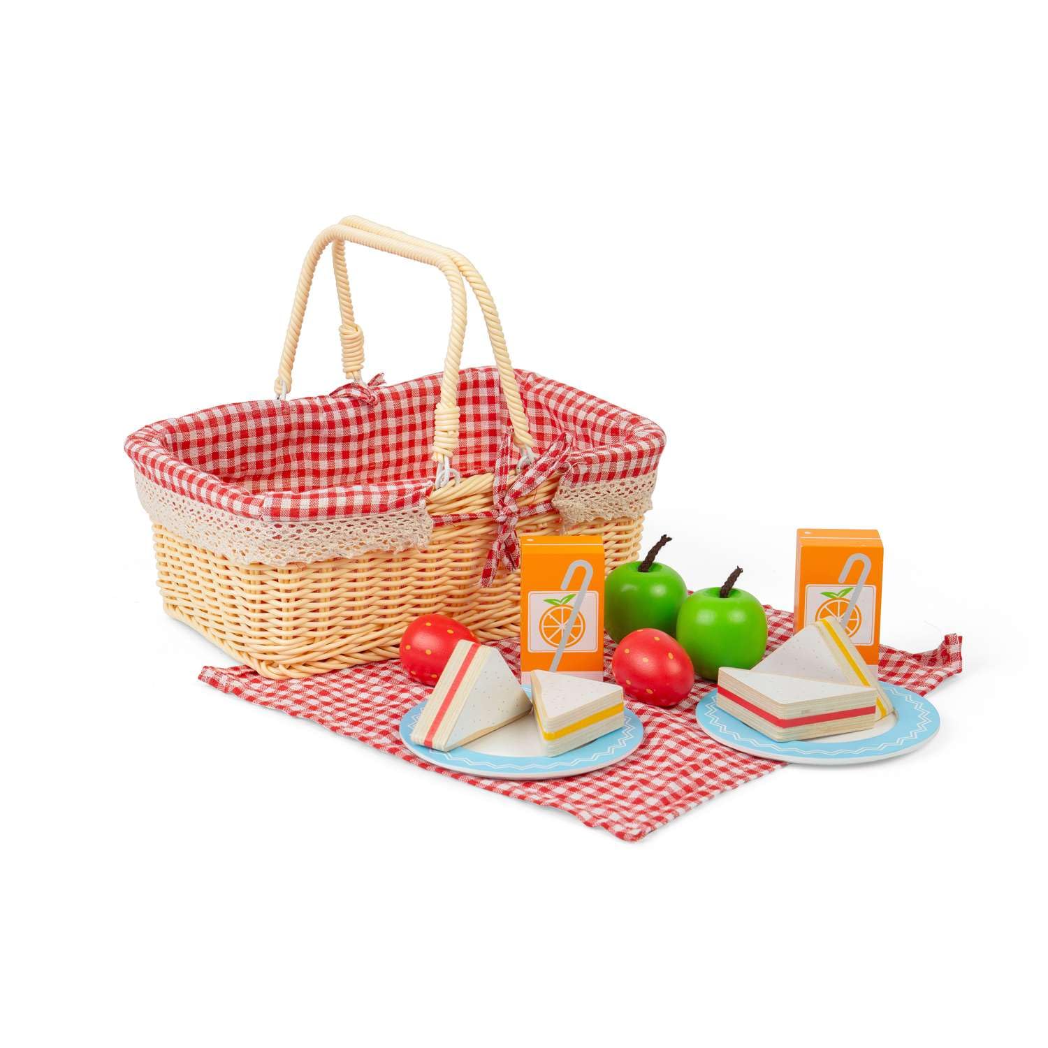 Bigjigs Toys Traditional Toy Picnic Basket with Play Food