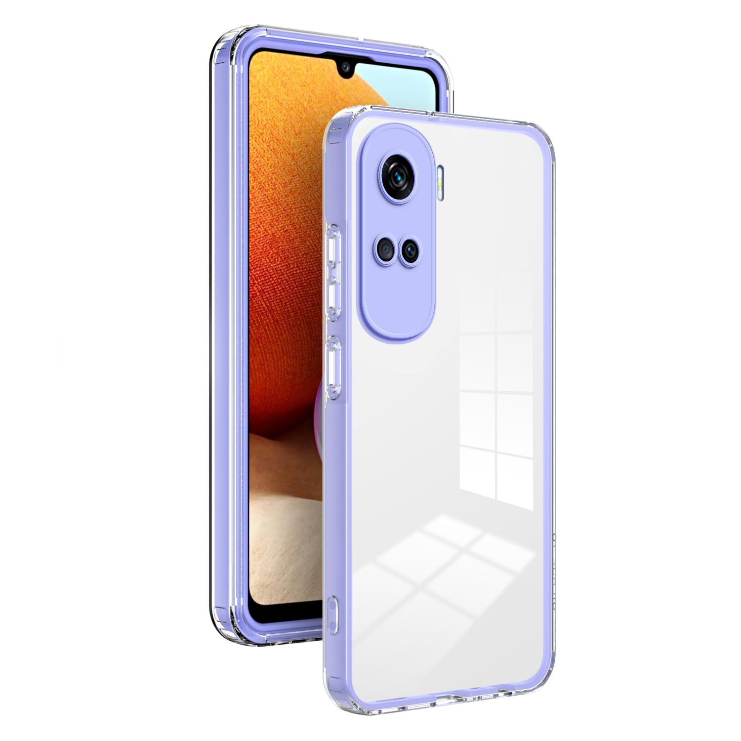 Compatible with Honor 90 Lite Case,Full Body Sockproof Protective Case Compatible with Honor 90 Lite 5G CRT-NX1 Transparent Phone Case Cover Purple