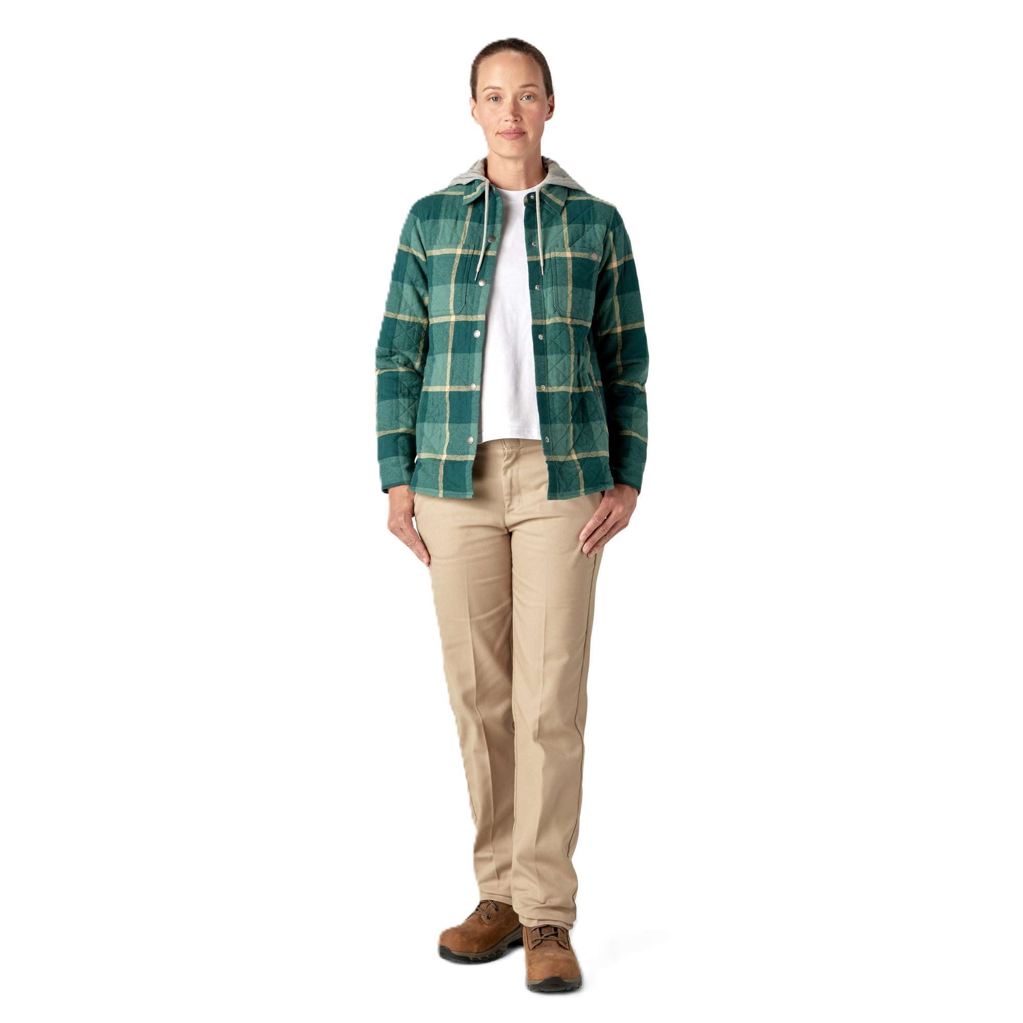 Dickies Womens Flannel Hooded Shirt Jacket