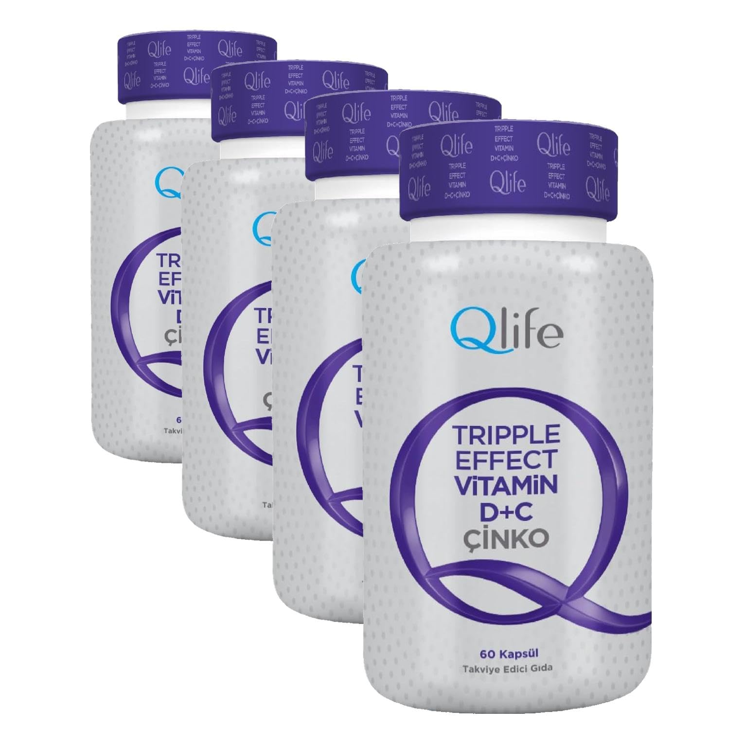 Qlife Tripple Effect Vitamin C+D Çinko 60 Kapsül (4 paketi)