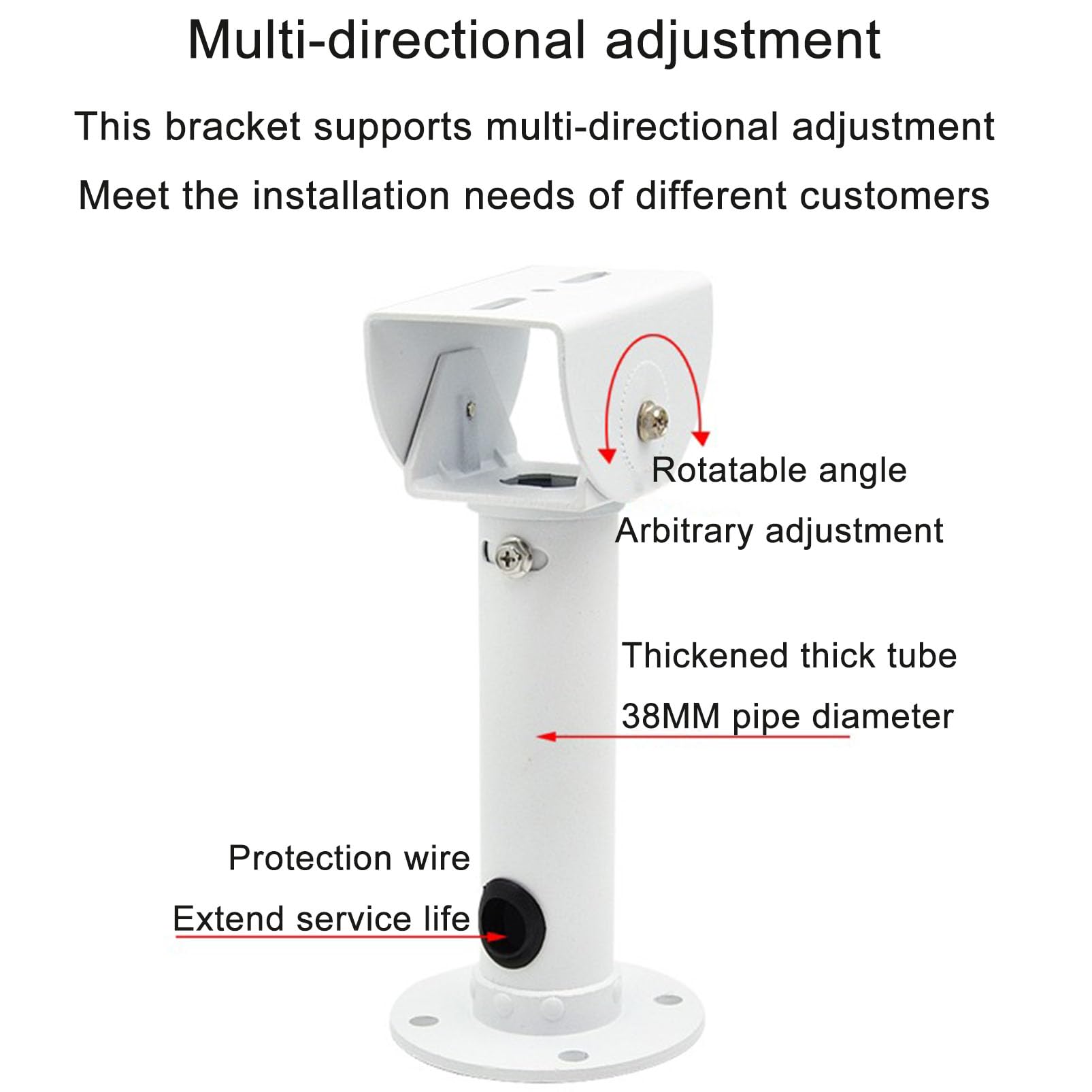 Support de fixation robuste pour caméra de sécurité – Support de plafond intérieur/extérieur pour caméras solaires – Support rotatif réglable pour poteaux verticaux – Design en acier
