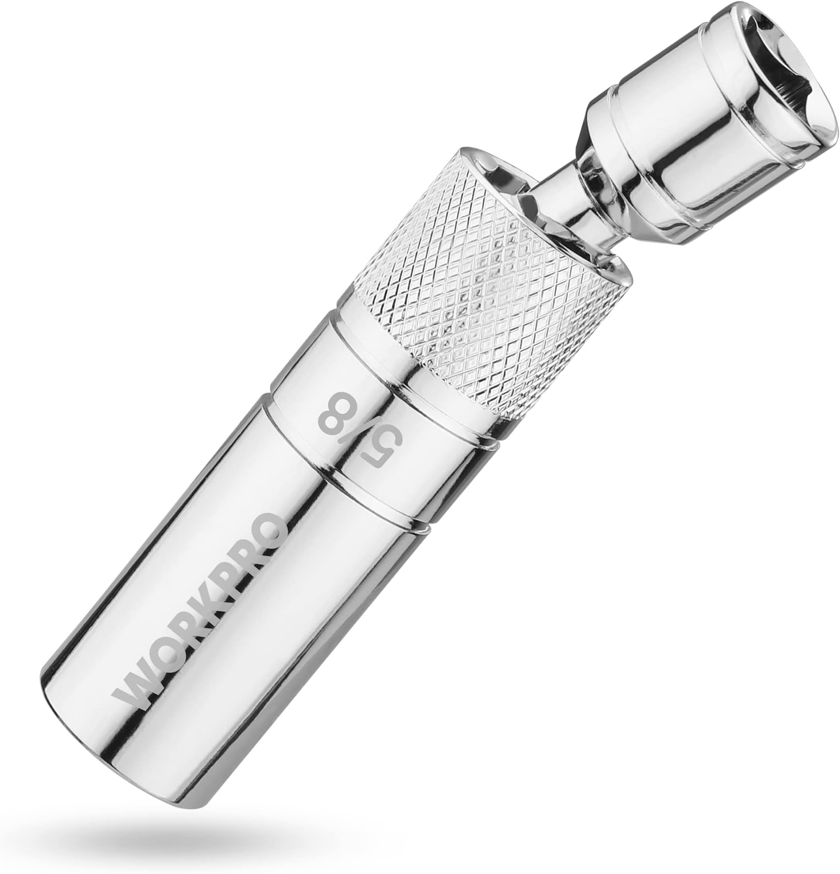 5/8" Magnetic Spark Plug Socket with Magnetic Design, Swivel Thin Wall Spark Plug Socket, 3/8" Drive x 4" Total Length, 360 Degree Swivel, 12 Point