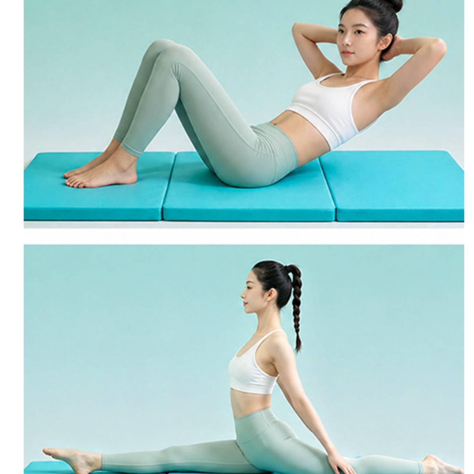 Gralara Tappetino Fitness Pieghevole Materassino Pieghevole Palestra Allenamento Tri Pieghe 5 Cm con Maniglie in PVC Adatto a Stretching Core Danza Esercizi a, color to 2, style to 2