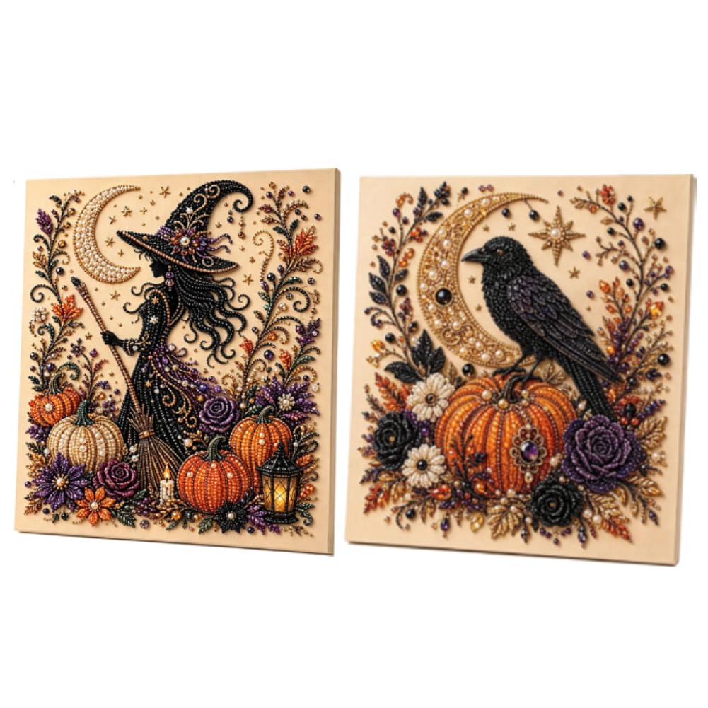 Cd 2Pcs ​Halloween Pearl Diamond Painting Set, Creative Craft Kit For Adults