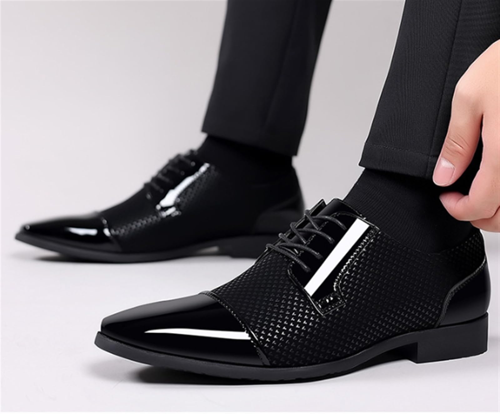 Zapatos Hombre Vestir, Zapatos Vestir Hombre, Zapatos De Boda For Novio, Formales, De Negocios, con Punta En Pico, con Cordones, Antideslizantes, Suela De Goma, Informales, Transpirables
