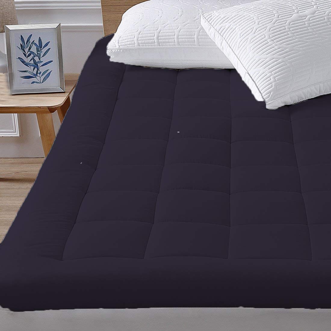 Texlux 800 GSM Quilted Mattress Padding Mattress Topper Dark Blue for Single Bed-36 Inch X 78 Inch