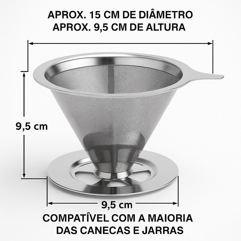 Coador Filtro de Café 103 Inox Reutilizável Premium – Peneira Aço Inoxidável Sem Papel, Durável e Ecológico, Ideal para Cafeteiras e Coados Artesanais Coador Filtro de Café 103 Inox Reutilizável Premium – Peneira Aço Inoxidável Sem Papel, Durável e Ecológico, Ideal para Cafeteiras e Coados Artesanais