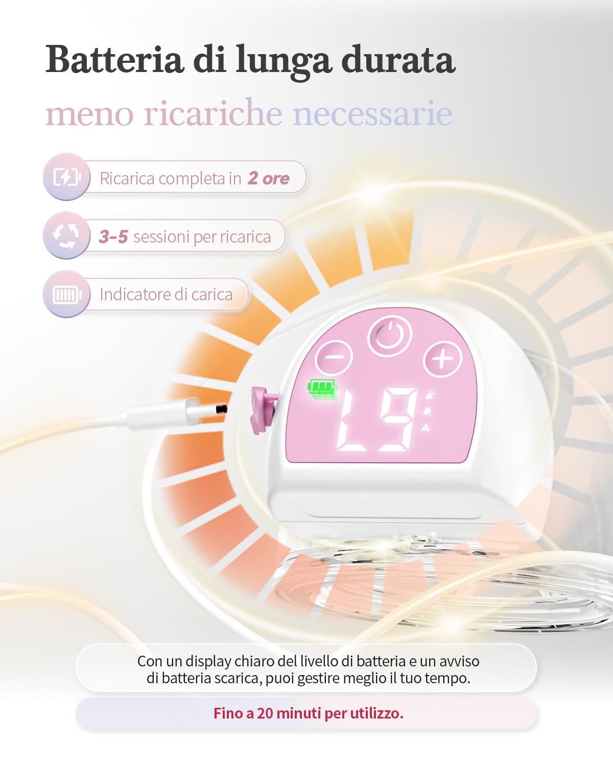 Rivoluzionario Tiralatte Elettrico 193g, KISSBOBO Tiralatte Elettrico Indossabile Con 3 Modalità 9 Livelli, Comfort Ottimale Con Timer 21 mm/24 mm(Bianco/1 pezzo)