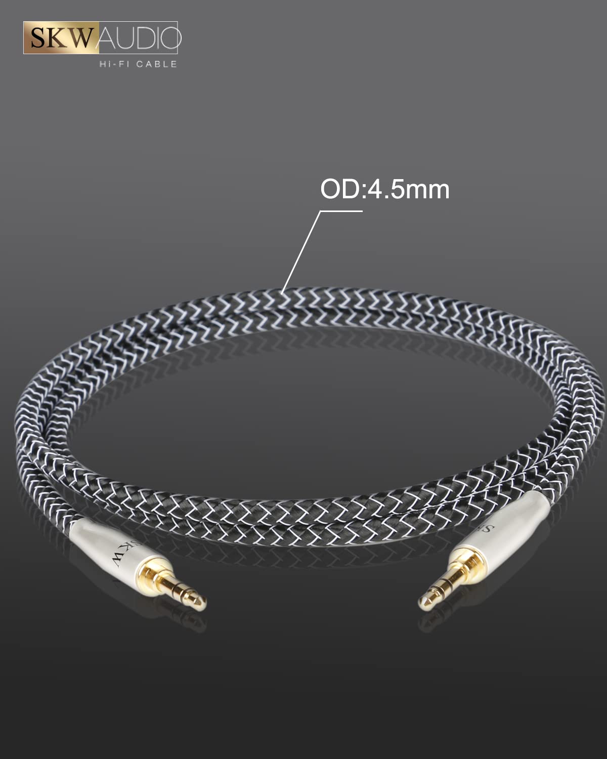 SKW High-end Aux Kabel für das Auto (Hi-Fi-Sound), Kupfer und Silberlitzendrähte 3,5mm Klinkenkabel/Kopfhörerkabel für Kopfhörer, Auto, Handy, PC, Lautsprecher, Stereoanlagen, MP3-Player usw -5M
