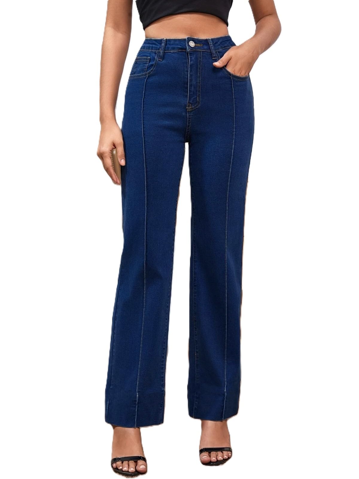 adbucks Women's Straight Fit High Rise Tapered Style High-Rise Jeans-picture-38
