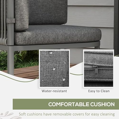 Metal Garden Furniture Conservatory Grey Rattan Compact Set Outdoor Space Saving Dining Patio Square Cube Table Cushion Chairs 4 Seater Lounge Deck 6 Metal Garden Furniture Conservatory Grey Rattan Compact Set Outdoor Space Saving Dining Patio Square Cube Table Cushion Chairs 4 Seater Lounge Deck - Image 6