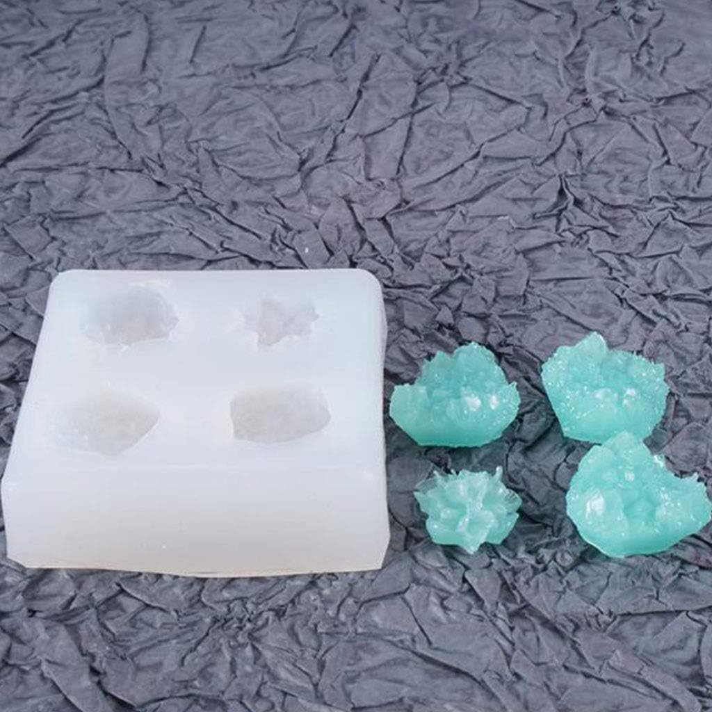 Crystal Cluster Mold Resin Simulation Original Stone UV Epoxy Resin Mold Handmade Decorations Crystal Stone Casting Mold, 5x4.5x1.5cm, as the picture shows