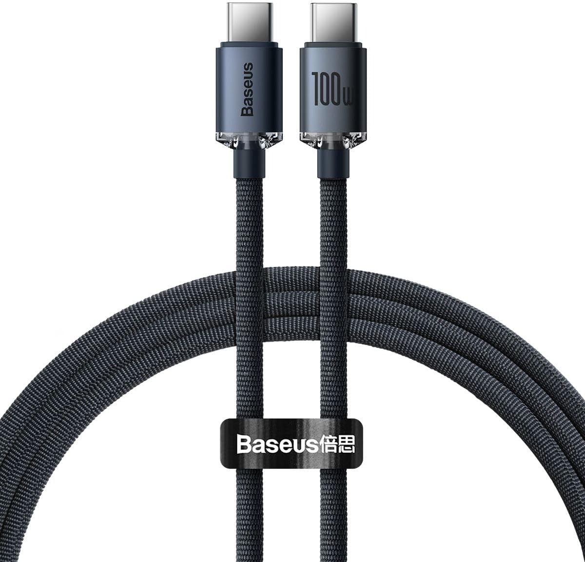 Baseus PD 100W Type C Cable, Braided Fabric High-Speed 480Mbps Data Transfer Cable for iPhone 15 Pro Max MacBook Pro/Air iPad /S24 Ultra 1.2M – Black