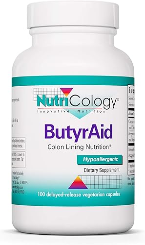 Nutricology Suplemento ButyrAid de 200 mg – butirato, salud intestinal, ácido butírico, complejo de tributirina, nutrición de revestimiento de disponible en Yaxa Costa Rica