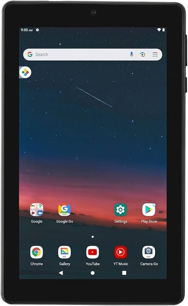 Tableta ONN Surf Gen 3 (2022) – 7 pulgadas 1024x600 pantalla táctil Android 12 Go, procesador MTK Quad-Core, 2GB RAM, 32GB almacenamiento eMMC, doble cámara, Wi-Fi, carbón